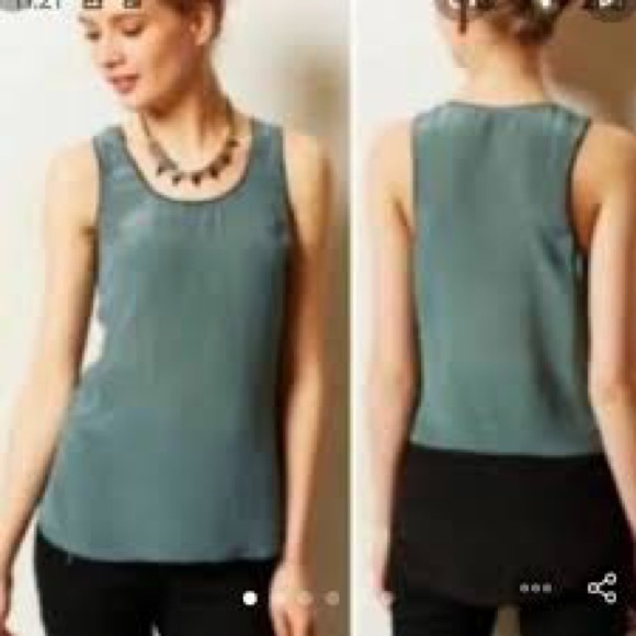 Anthropologie Maeve 100% Silk Colorblock Tank Top - Picture 6 of 7